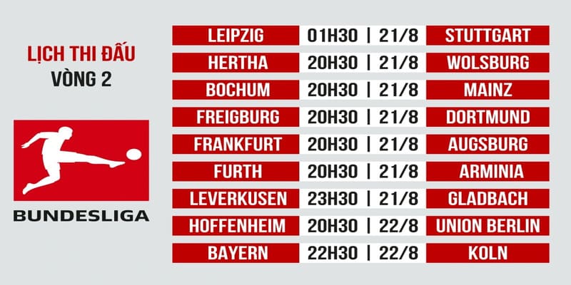 Lịch thi đấu Bundesliga Lịch thi đấu Bundesliga